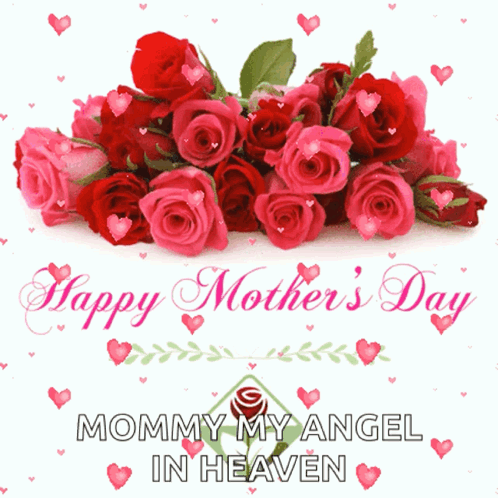Mother's Day Card With Roses And Angel In Heaven GIF