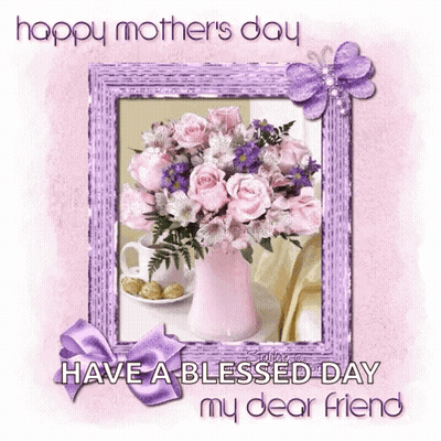 Mother's Day Card With Vase Of Flowers GIF