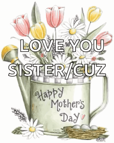 Mother's Day Card With Watering Can And Flowers GIF