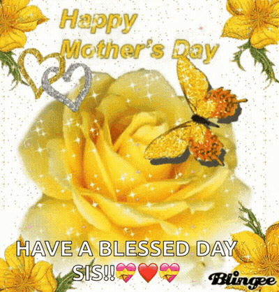 Mother's Day Card With Yellow Rose GIF