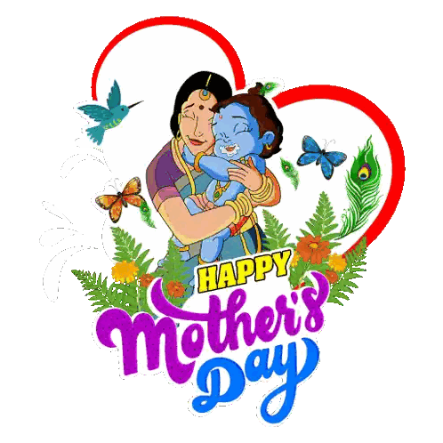 Mother's Day Card Woman Holding Baby Krishna Sticker