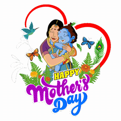 Mother's Day Card Woman Holding Baby Krishna GIF