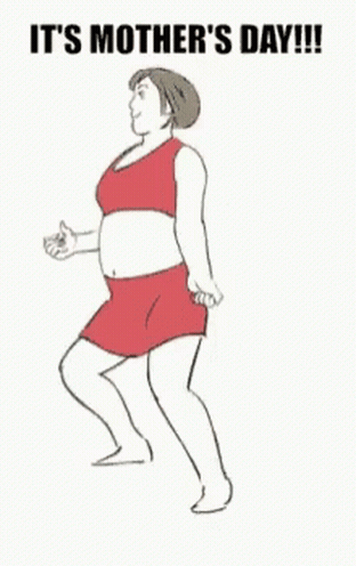 Mother's Day Cartoon Woman Carrying Child GIF