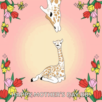 Mother's Day Giraffe And Baby Card GIF