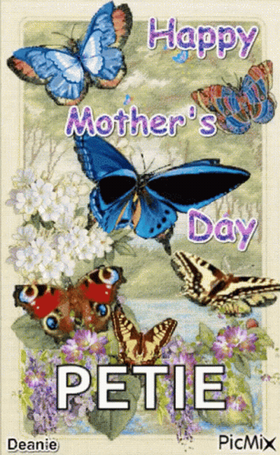 Mother's Day Greeting Card With Butterflies And Petie GIF