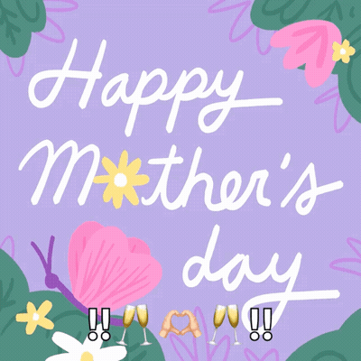 Mother's Day Greeting Card With Flowers And Champagne GIF