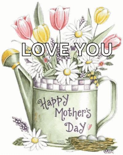 Mother's Day Greeting Card With Hearts And Roses GIF