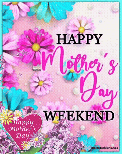 Mother's Day Greeting Card With Pink And Blue Flowers GIF