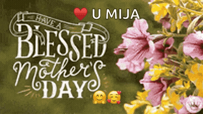 Mother's Day Greeting Card With Pink And Yellow Flowers GIF