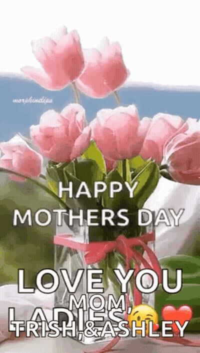 Mother's Day Greeting Card With Pink Flowers GIF