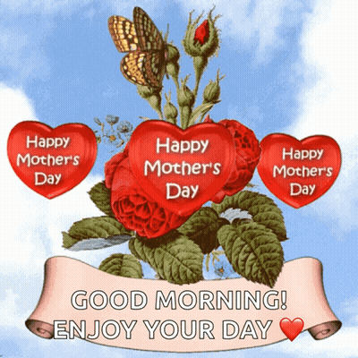 Mother's Day Greeting Card With Roses And Hearts GIF