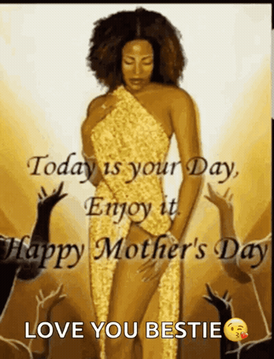 Mother's Day Greeting Card Woman In Gold Dress GIF