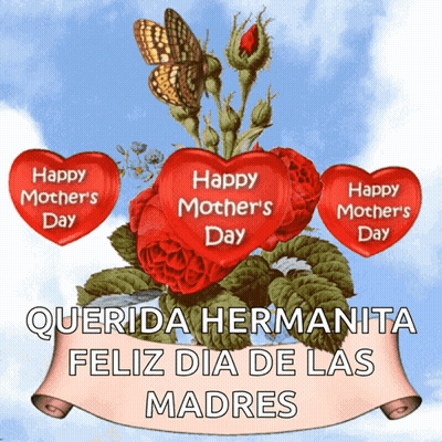 Mother's Day Greeting With Hearts And Flowers GIF