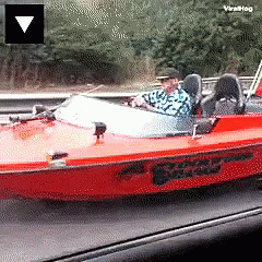 Motorboat On Road GIF