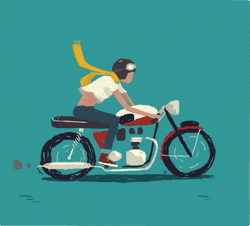 Motorcycle Girl Riding In The Wind Animation GIF