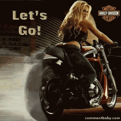Motorcycle Harley Davidson Poster Girl Let's Go GIF