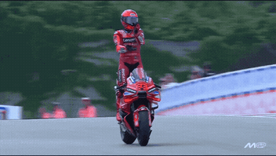 Motorcycle Racer In Red Ducati Outfit GIF