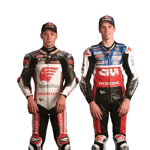 Motorcycle Racers Next To Honda Logo Sticker