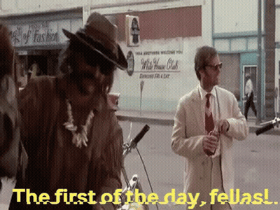 Motorcyclist Says First Of Day Fellas GIF