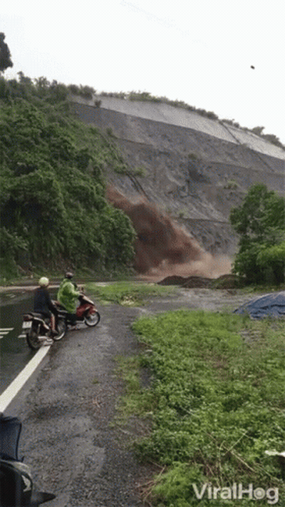 Motorcyclists On Road Near Hill With ViralHog GIF