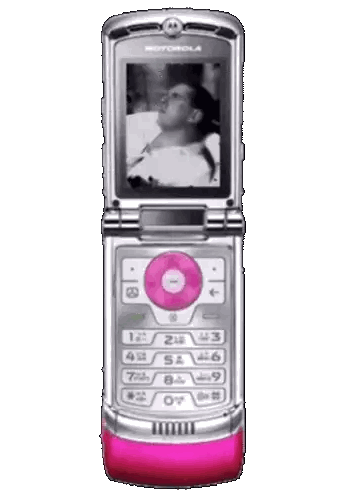 Motorola Flip Phone With Pink Button Sticker