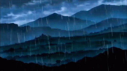 Mountain Landscape With Rain Falling