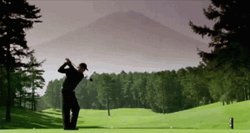 Mountain Silhouette In Golf Course