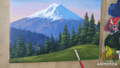 Mountain Surrounded By Trees Painting Animatica GIF