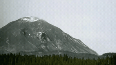 Mountain With Trees And White Sky GIF