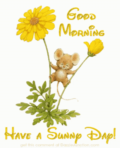 Mouse Hanging From Flower Good Morning GIF
