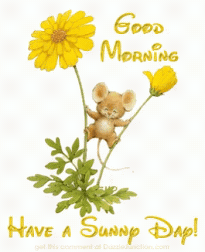 Mouse Hanging From Flower Good Morning Have Sunny Day GIF