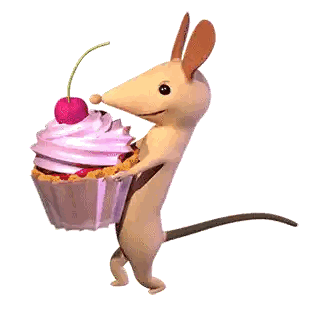 Mouse Holding Cherry Cupcake Sticker