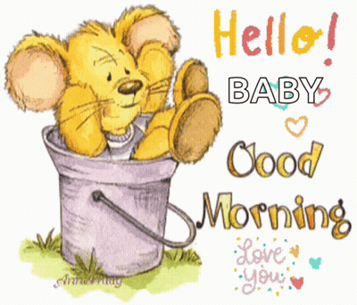 Mouse In Bucket Hello Baby Good Morning GIF