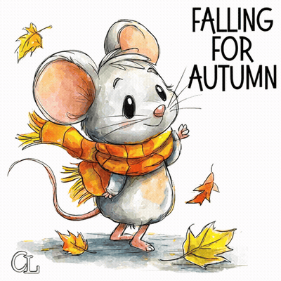 Mouse In Scarf Falling For Autumn GIF