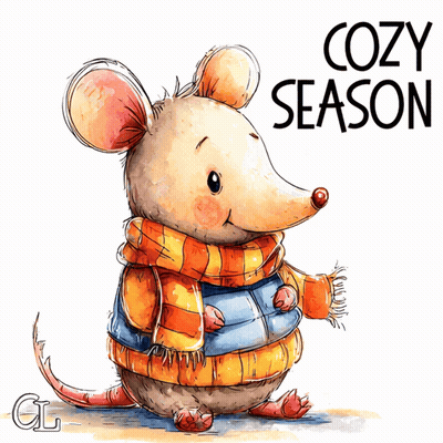 Mouse In Sweater And Scarf Cozy Season GIF