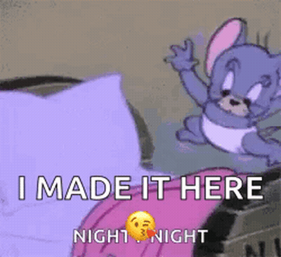 Mouse On Bed Saying I Made It Here Night Night GIF