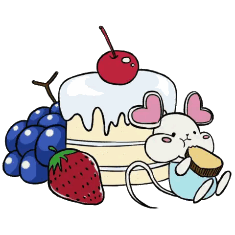 Mouse Sitting Next To Cake With Cherry GIF