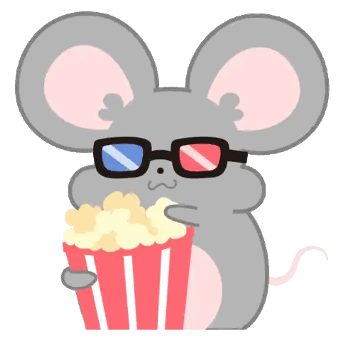 Mouse Wearing 3D Glasses Eating Popcorn Sticker