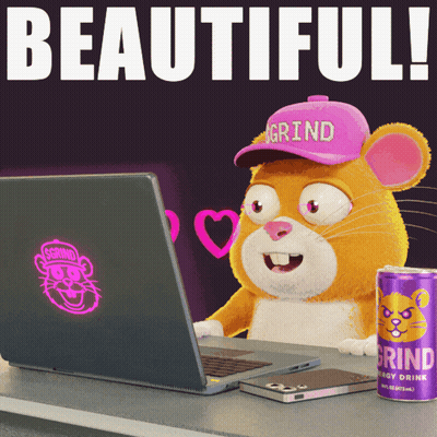 Mouse Wearing Hat That Says Grind GIF