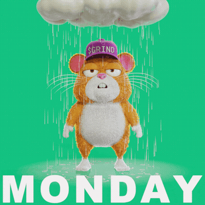 Mouse Wearing Purple Hat Saying Grind In Rain GIF