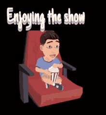 Movie Kid Enjoying Show Eating Popcorn