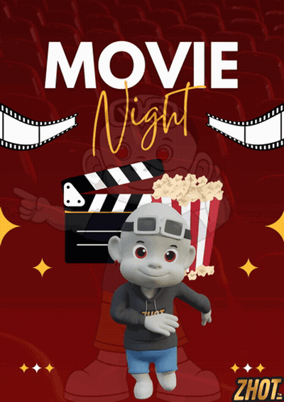 Movie Night Poster With Cartoon Character GIF