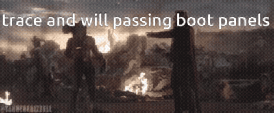 Movie Scene With Words Trace And Will Passing Boot Panels GIF