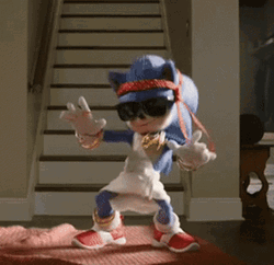 Movie Sonic The Hedgehog Putting Hands In The Air Dancing GIF