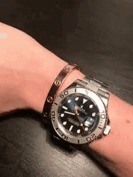 Moving Hands With Rolex Watch Logo GIF