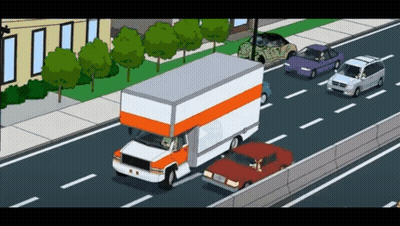 Moving Truck Driving Down Highway Cartoon GIF