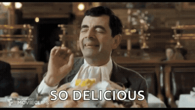 Mr Bean Eating French Fries Saying So Delicious GIF