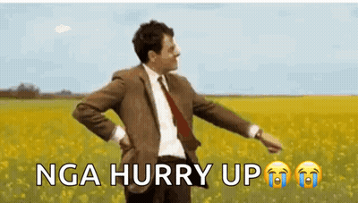 Mr Bean Is Dancing In A Field Of Yellow Flowers . GIF