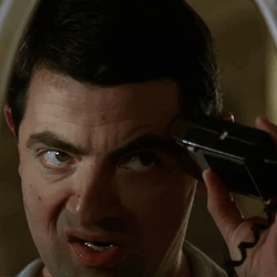Mr Bean Shaving Facial Hairs GIF