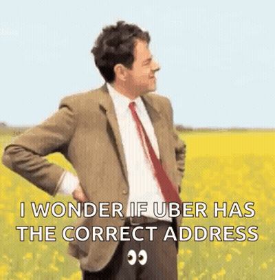 Mr Bean Standing In Field Wondering About Uber Address GIF